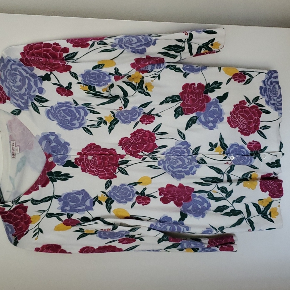 Womens XL 3/4 sleeve floral Cardigan by Merona
